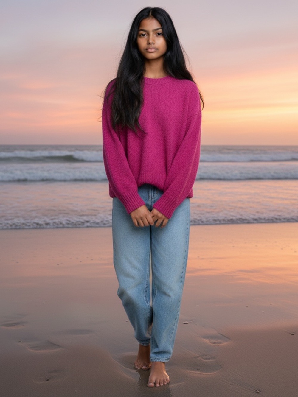 Women’s Cozy Crewneck Sweater in Fuchsia Pink A NEW DAY size XL